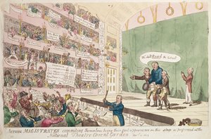 Ulusal Tiyatro Covent Garden, Londra, 1809 (renkli gravür) 